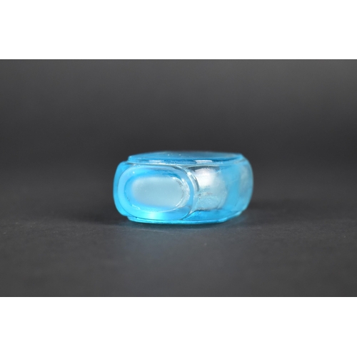 369 - A Chinese Clear Blue Glass Snuff Bottle, with Stopper, 7cm High