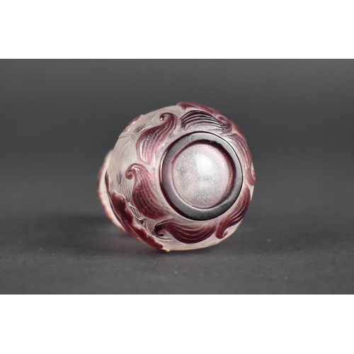 366 - A Chinese Amethyst Overlay Glass Double Gourd Snuff Bottle with Relief Decoration Detailing Water Po... 