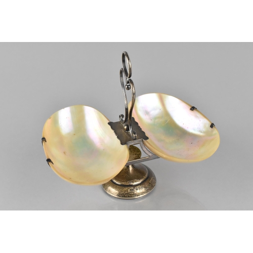 218 - An Edwardian Silver and Mother of Pearl Twin Bowled Caviar Dish by C.E Williams, The Shell Bowls Sup... 