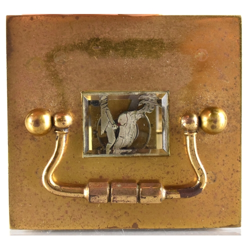 153 - A Late 19th Century Gilt Brass Carriage Clock Having Concealed Erotic Switch Movement to Top Viewing... 