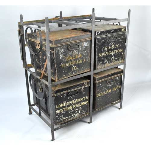 152 - A Set of Four Late 19th Century Tin Deed Boxes with Makers Label for George Cooper Manufacturer Wick... 