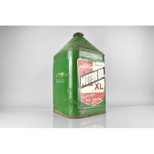 131 - A Vintage Green Painted Motor Oil XL Pyramid Can, 50cm High