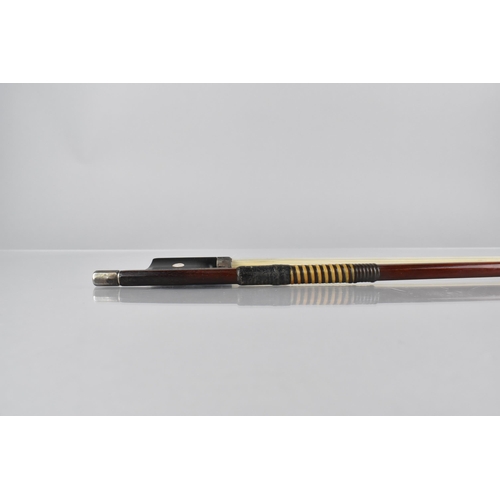 121 - A 19th Century German Violin Bow, The Octagonal Body with White Metal Adjusters Ebony and Mother of ... 