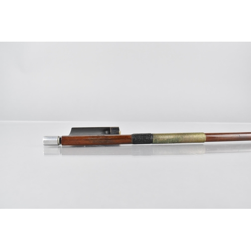 120 - A 19th Century German Violin Bow, The Octagonal Body with White Metal Adjuster, Ebony and Mother of ... 