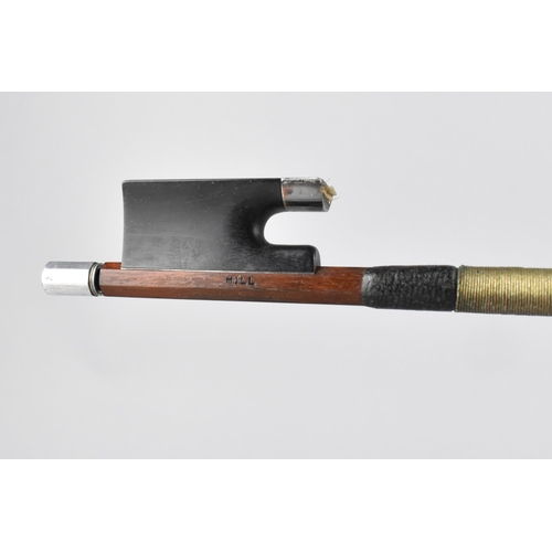 120 - A 19th Century German Violin Bow, The Octagonal Body with White Metal Adjuster, Ebony and Mother of ... 