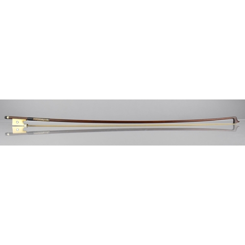 119 - A 19th Century Violin Bow, The Octagonal Body with White Metal Adjusters, Ivory and Mother of Pearl ... 