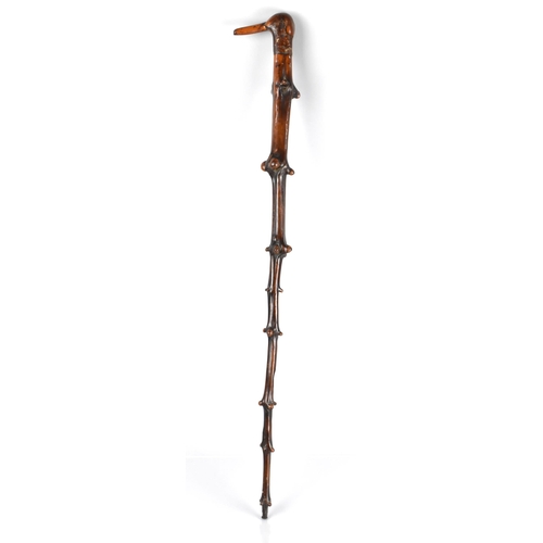 108 - A Late 19th/Early 20th Century Root Wood Walking Stick with Duck Head Handle, 88cm Long