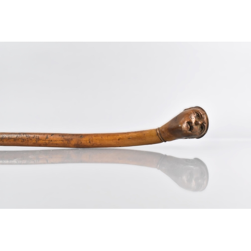 106 - A Late 19th/20th Century Treen Walking Stick the Carved Handle Modelled as a Gentleman's Head with C... 