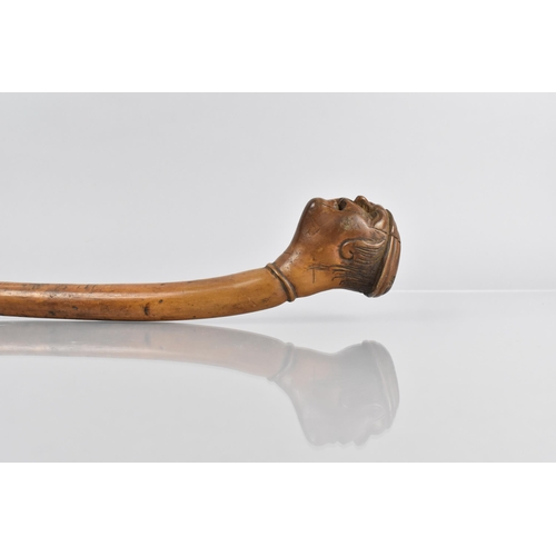 106 - A Late 19th/20th Century Treen Walking Stick the Carved Handle Modelled as a Gentleman's Head with C... 