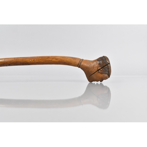 106 - A Late 19th/20th Century Treen Walking Stick the Carved Handle Modelled as a Gentleman's Head with C... 