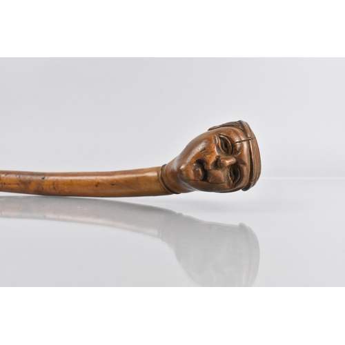 106 - A Late 19th/20th Century Treen Walking Stick the Carved Handle Modelled as a Gentleman's Head with C... 