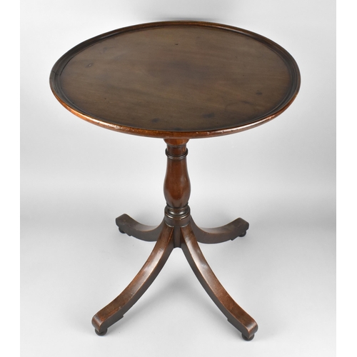 91 - A 19th Century Pie Crust Pedestal Table with Turned Column Culminating to Quadrant Splayed Supports ... 