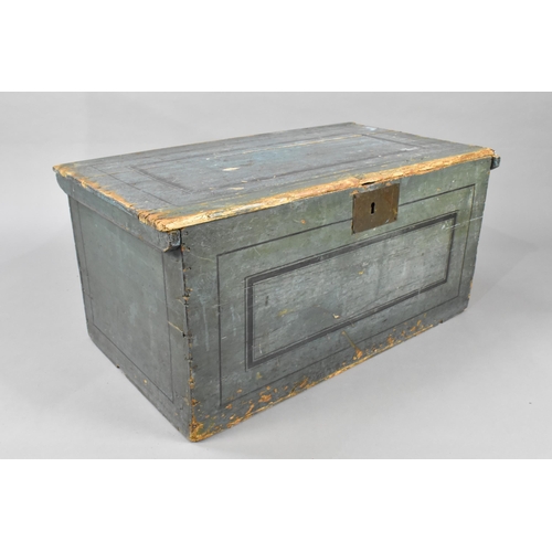 90 - A 19th Century Painted Pine Chest with Stencilled Detailing, 77x43x37cm