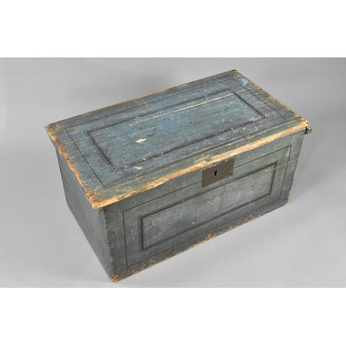 90 - A 19th Century Painted Pine Chest with Stencilled Detailing, 77x43x37cm