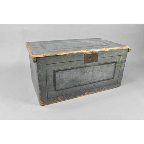 90 - A 19th Century Painted Pine Chest with Stencilled Detailing, 77x43x37cm