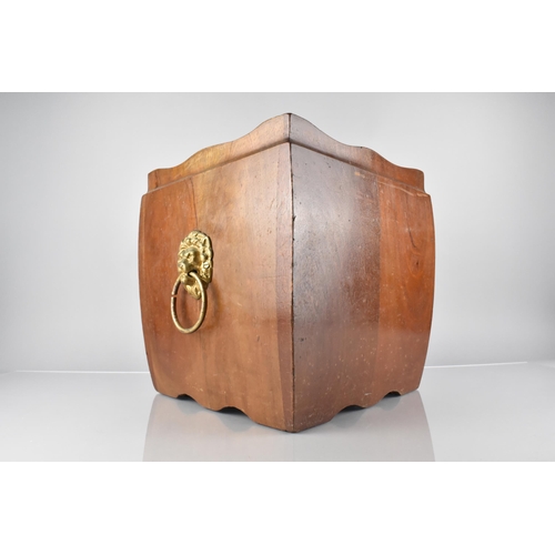 79 - A 20th Century Mahogany Fuel Box or Cellarette of Square Four With Lion Mask Handles, No Liner, 30x2... 