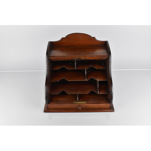 63 - An Edwardian Mahogany Stationary Box with Tambour Front Opening to Reveal Fitted Store, Complete wit... 