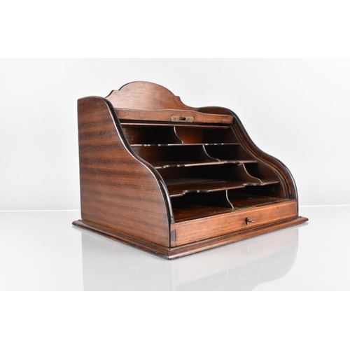 63 - An Edwardian Mahogany Stationary Box with Tambour Front Opening to Reveal Fitted Store, Complete wit... 