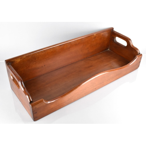 62 - A 19th Century Mahogany Country House Book Trough with Gallery Sides and Cut out Carry Handles 61cmx... 