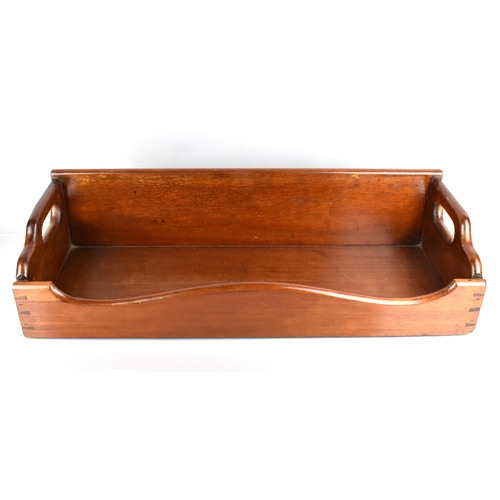 62 - A 19th Century Mahogany Country House Book Trough with Gallery Sides and Cut out Carry Handles 61cmx... 