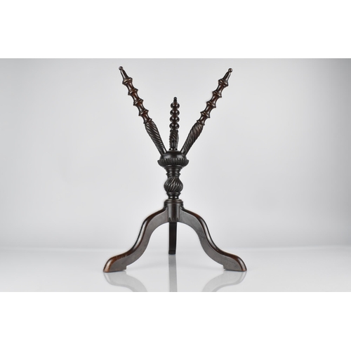 61 - A Georgian Mahogany Cat Stand with Reel and Wrythen Turned Supports on Three Short Cabriole Legs to ... 