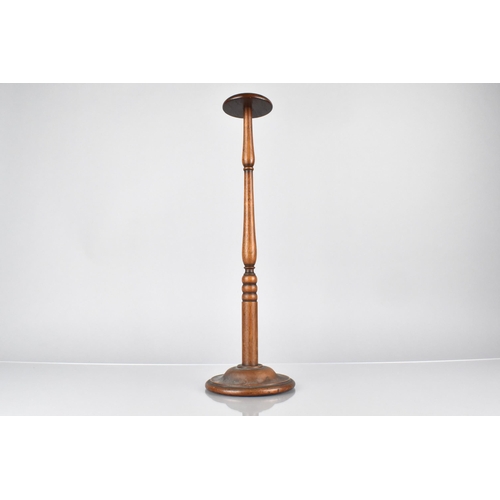 60 - A 19th Century Treen Wig Stand Domed Circular Top on Turned Column and Domed Circular Foot, 41cm Hig... 