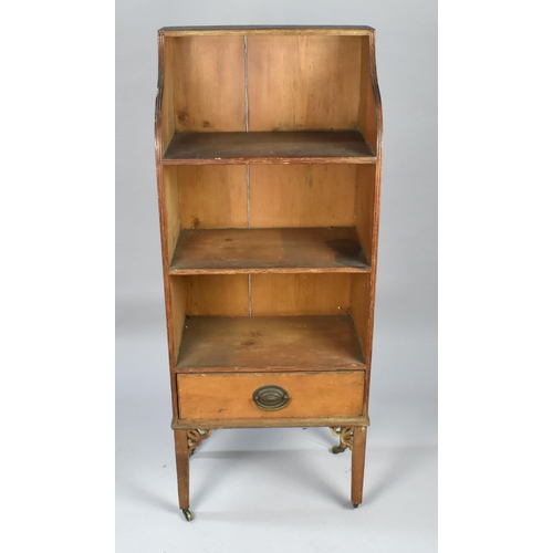 55 - A 19th Century Pine Book Shelf with Single Drawer to Base on Four Square Tapering Supports Culminati... 