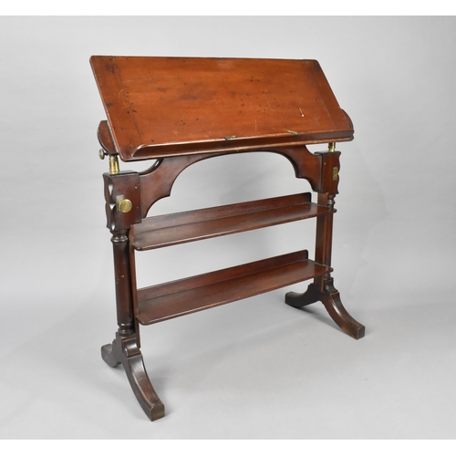 38 - A 19th Century Mahogany Architects Table with Adjustable Top Over Two Tiers Having Galleried Backs o... 