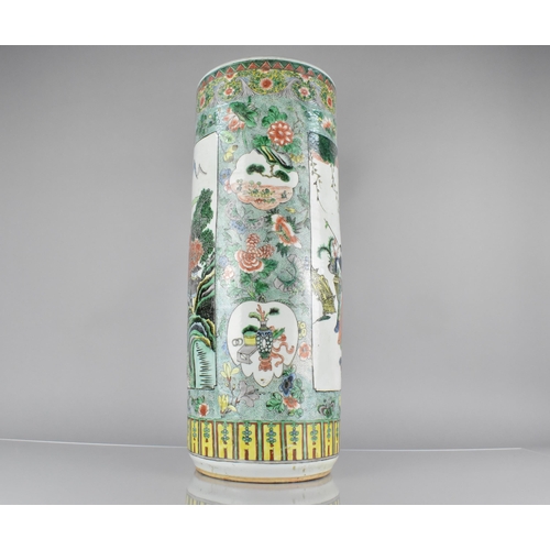 413 - A Chinese Qing Dynasty Porcelain Stick Stand Decorated in the Famille Verte Palette with Exterior an... 