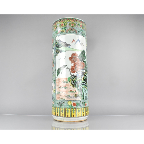 413 - A Chinese Qing Dynasty Porcelain Stick Stand Decorated in the Famille Verte Palette with Exterior an... 