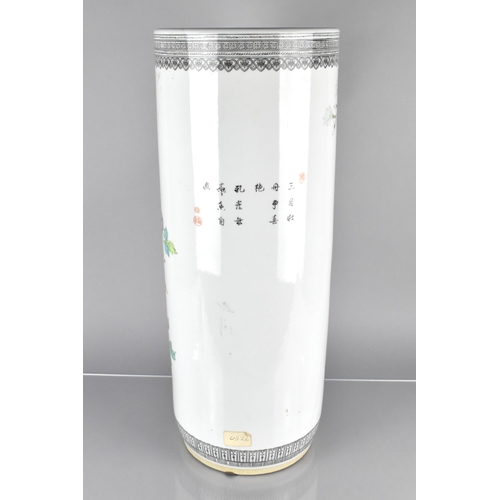 404 - A Chinese Republic Period Type Porcelain Stick Stand Decorated with Peacocks Perched in Blooming Bra... 