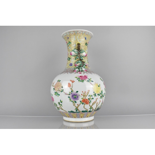 398 - A Chinese Republic Porcelain Vase Decorated in the Famille Rose Palette with Peacocks and Blossoming... 
