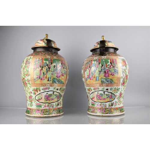 397 - A Large Pair of 18th/19th Century Qing Dynasty Chinese Porcelain Vases Decorated in the Famille Rose... 