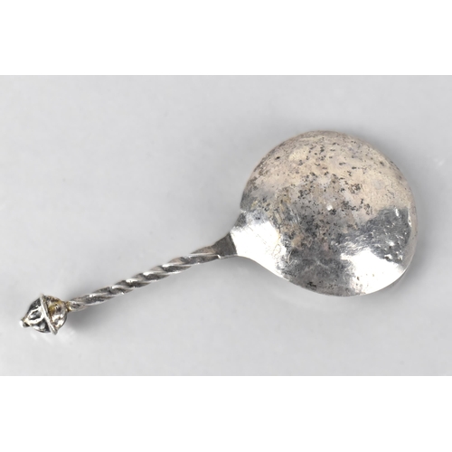 239 - An Early Silver Caddy Spoon With Orb Finial to Twisted Handle and Large Bowl Base with Inscribed Bor... 
