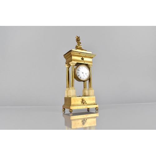 154 - A 19th Century French Second Empire Gilt Brass Four Pillar Mantle Clock of Architectural Form Having... 