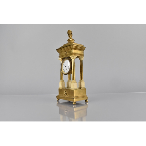 154 - A 19th Century French Second Empire Gilt Brass Four Pillar Mantle Clock of Architectural Form Having... 