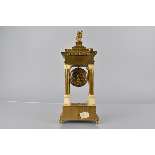 154 - A 19th Century French Second Empire Gilt Brass Four Pillar Mantle Clock of Architectural Form Having... 