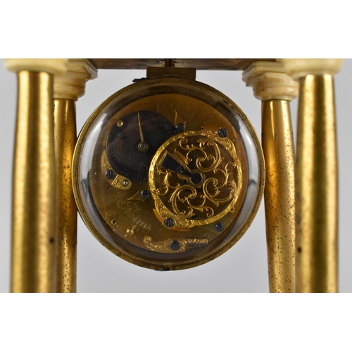 154 - A 19th Century French Second Empire Gilt Brass Four Pillar Mantle Clock of Architectural Form Having... 