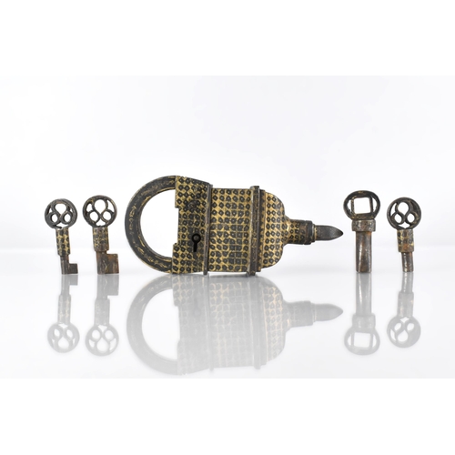 150 - An Impressive 17th/18th Century (Afsharid/Zand Dynasty) Type Persian Padlock and Key Quadruple Key M... 