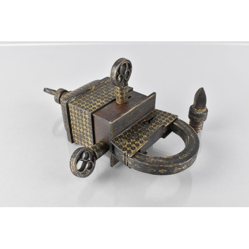 150 - An Impressive 17th/18th Century (Afsharid/Zand Dynasty) Type Persian Padlock and Key Quadruple Key M... 