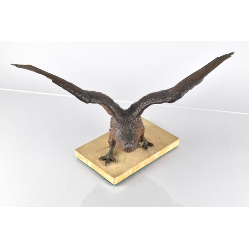 147 - After Bergmann (Austrian 1861-1936), Bronze Study of an Eagle with Wings Outreached, Mounted on Marb... 