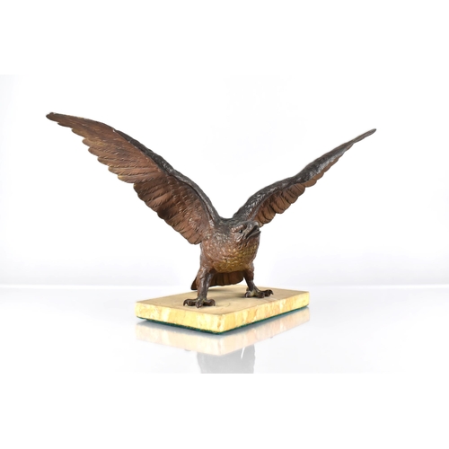 147 - After Bergmann (Austrian 1861-1936), Bronze Study of an Eagle with Wings Outreached, Mounted on Marb... 