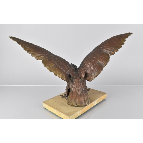 147 - After Bergmann (Austrian 1861-1936), Bronze Study of an Eagle with Wings Outreached, Mounted on Marb... 