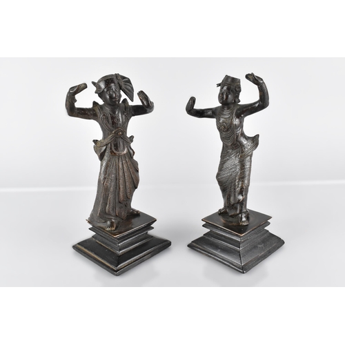 144 - A Pair of Late 19th/ Early 20th Century Indian Bronze Modelled as Male and Female Dancers in Traditi... 