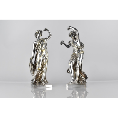 143 - A Pair of Leopold Oudry & Co. Silvered Bronzes Modelled as Classical Dancing Maidens, Both Stamped a... 