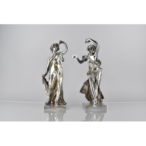 143 - A Pair of Leopold Oudry & Co. Silvered Bronzes Modelled as Classical Dancing Maidens, Both Stamped a... 