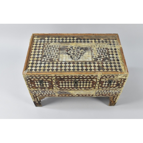 84 - An 18th/19th Century Moorish Mother of Pearl and Tortoiseshell Inlaid Table Chest of Three Drawers R... 