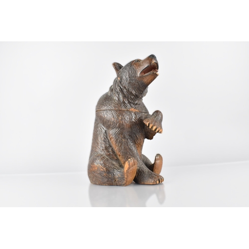 65 - A 19th Century Carved Black Forest Bear Tobacco Jar/Caddy, Modelled Seated with One Paw Raised, the ... 