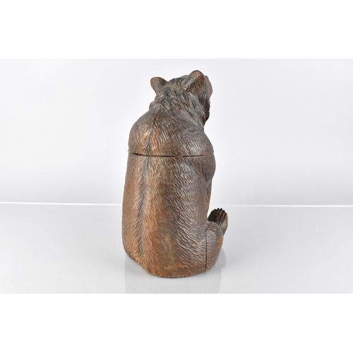 65 - A 19th Century Carved Black Forest Bear Tobacco Jar/Caddy, Modelled Seated with One Paw Raised, the ... 