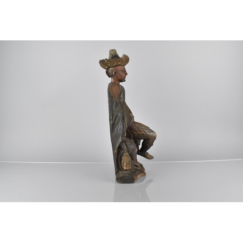 54 - A 19th Century English Painted Carved Treen Advertising Figure, Probably For Tobacco, in the Form of... 